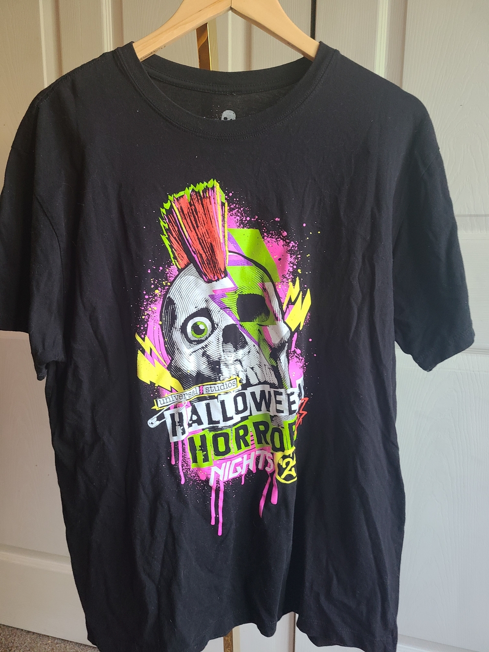 Universal Black Halloween Horror Nights Neon Skull Tee